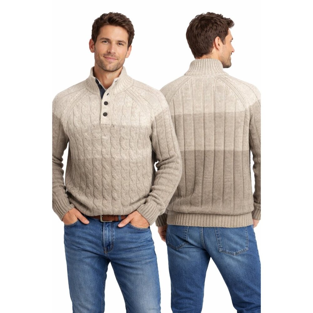 Weatherproof Vintage Ombre Cable Knit Mock Neck Sweater XL